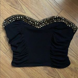 Black and gold studded bustier crop top